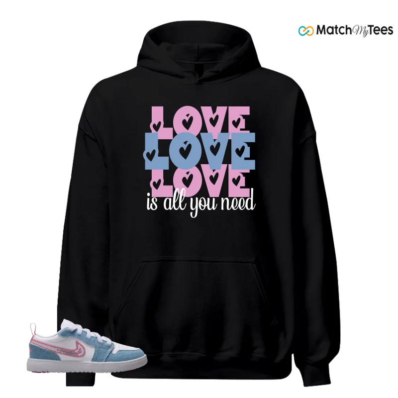 NIKE AIR JORDAN 1 LOW GS DENIM SEQUIN SNEAKER Matching Tees hoodie