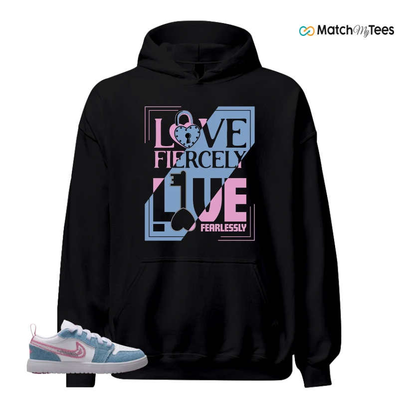 NIKE AIR JORDAN 1 LOW GS DENIM SEQUIN SNEAKER Matching Tees hoodie