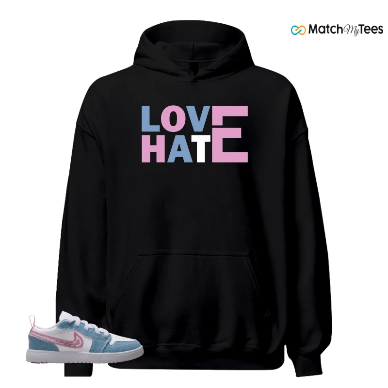 NIKE AIR JORDAN 1 LOW GS DENIM SEQUIN SNEAKER Matching Tees hoodie