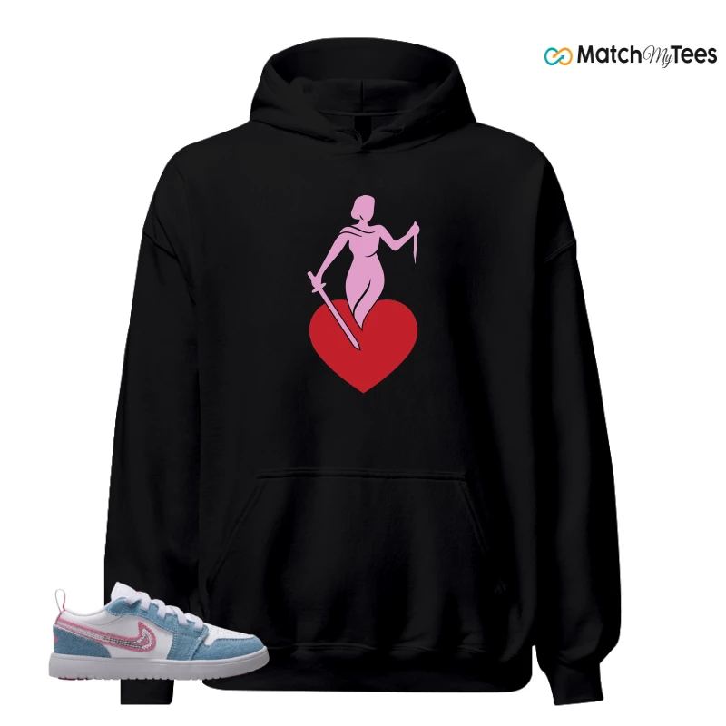 NIKE AIR JORDAN 1 LOW GS DENIM SEQUIN SNEAKER Matching Tees hoodie
