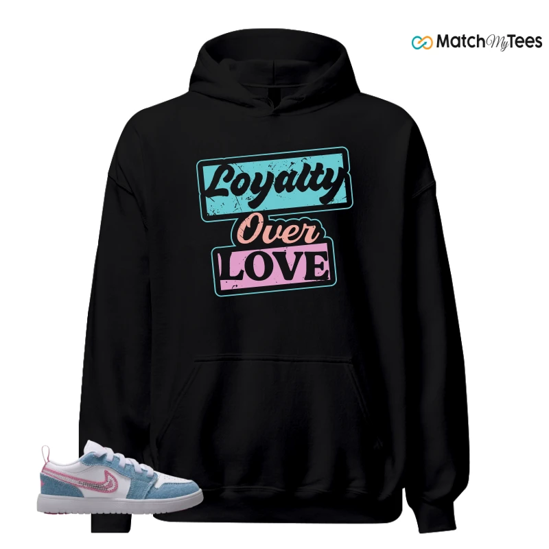 NIKE AIR JORDAN 1 LOW GS DENIM SEQUIN SNEAKER Matching Tees hoodie