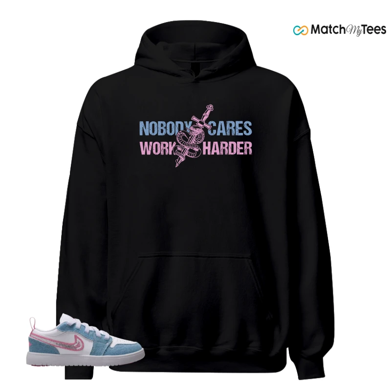 NIKE AIR JORDAN 1 LOW GS DENIM SEQUIN SNEAKER Matching Tees hoodie