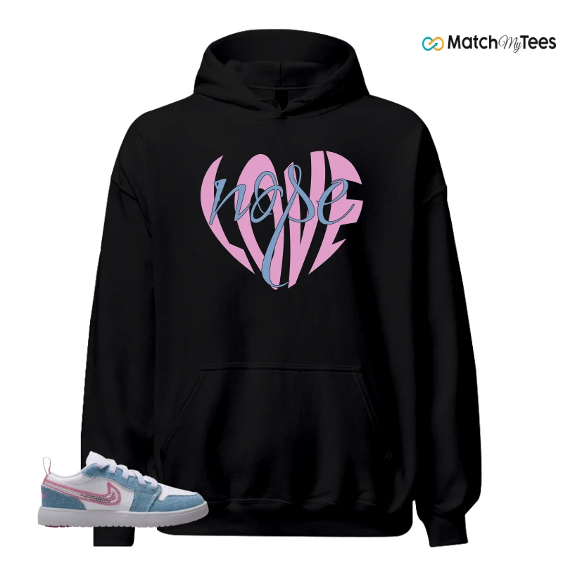 NIKE AIR JORDAN 1 LOW GS DENIM SEQUIN SNEAKER Matching Tees hoodie