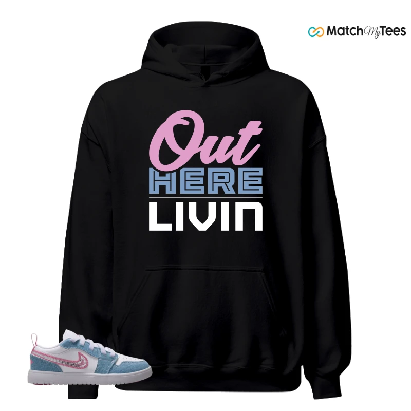 NIKE AIR JORDAN 1 LOW GS DENIM SEQUIN SNEAKER Matching Tees hoodie