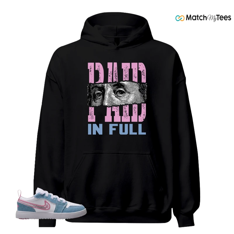 NIKE AIR JORDAN 1 LOW GS DENIM SEQUIN SNEAKER Matching Tees hoodie
