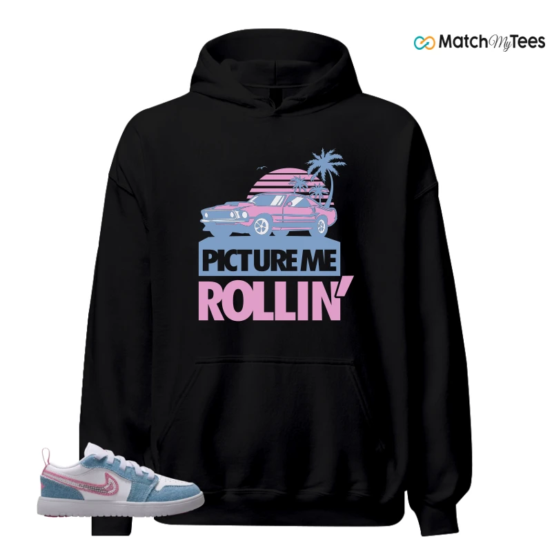 NIKE AIR JORDAN 1 LOW GS DENIM SEQUIN SNEAKER Matching Tees hoodie