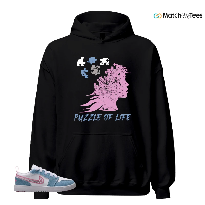 NIKE AIR JORDAN 1 LOW GS DENIM SEQUIN SNEAKER Matching Tees hoodie