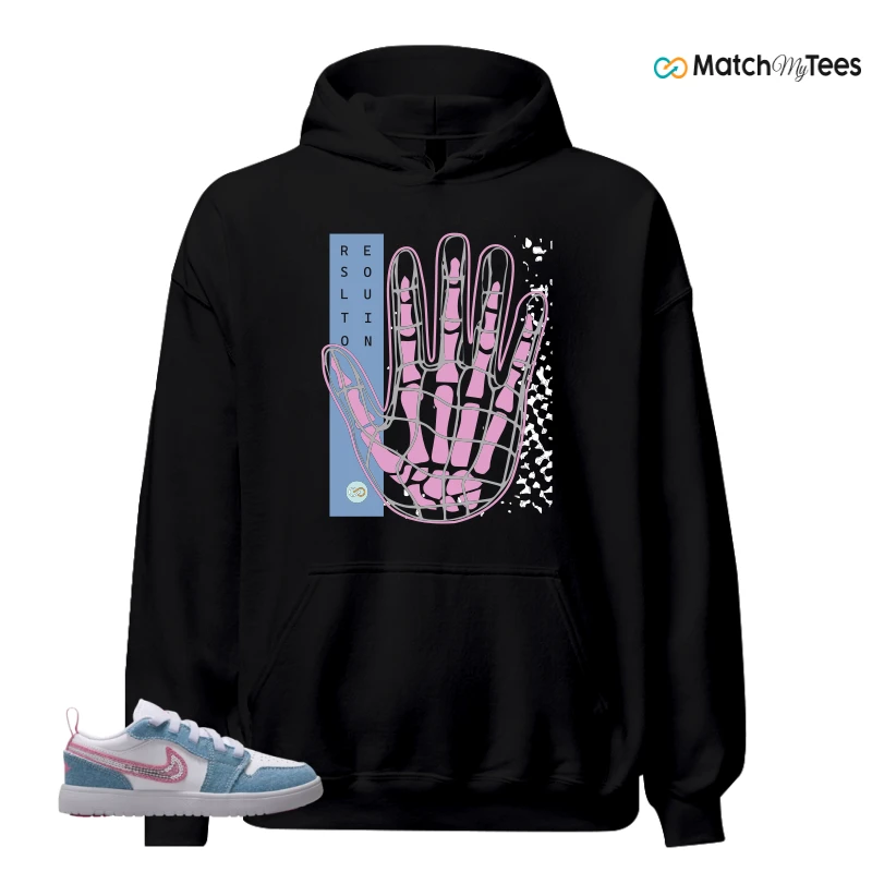 NIKE AIR JORDAN 1 LOW GS DENIM SEQUIN SNEAKER Matching Tees hoodie