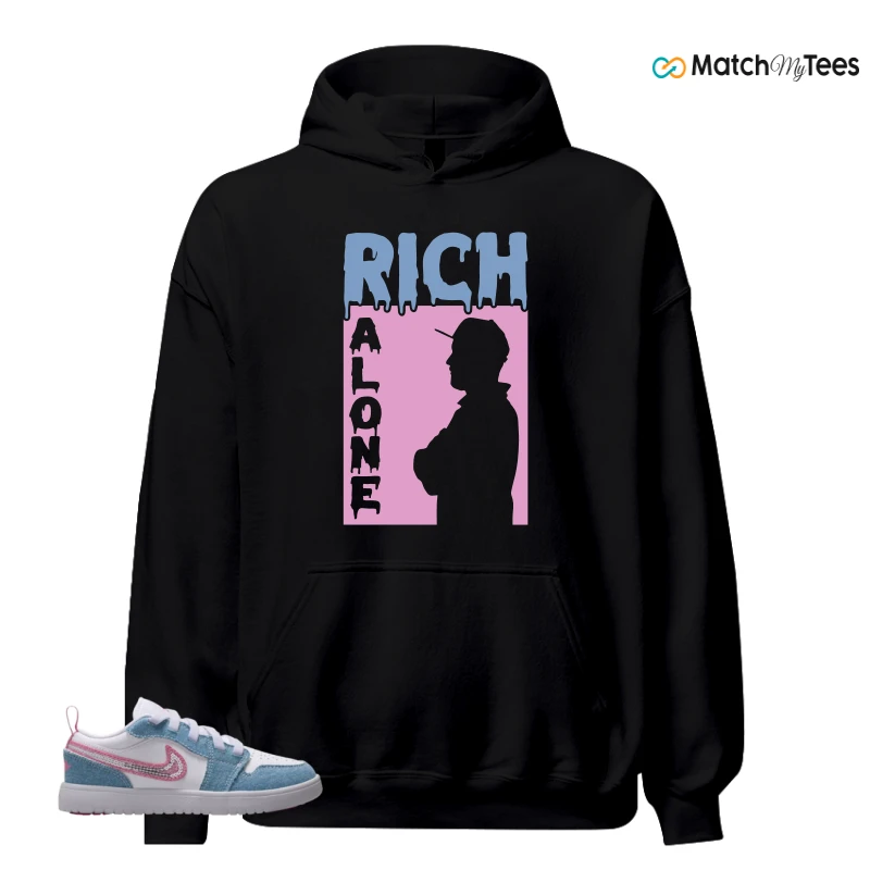 NIKE AIR JORDAN 1 LOW GS DENIM SEQUIN SNEAKER Matching Tees hoodie