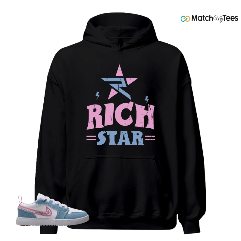 NIKE AIR JORDAN 1 LOW GS DENIM SEQUIN SNEAKER Matching Tees hoodie