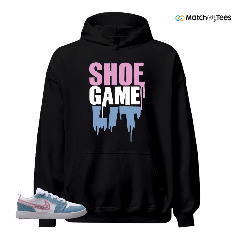 NIKE AIR JORDAN 1 LOW GS DENIM SEQUIN SNEAKER Matching Tees hoodie