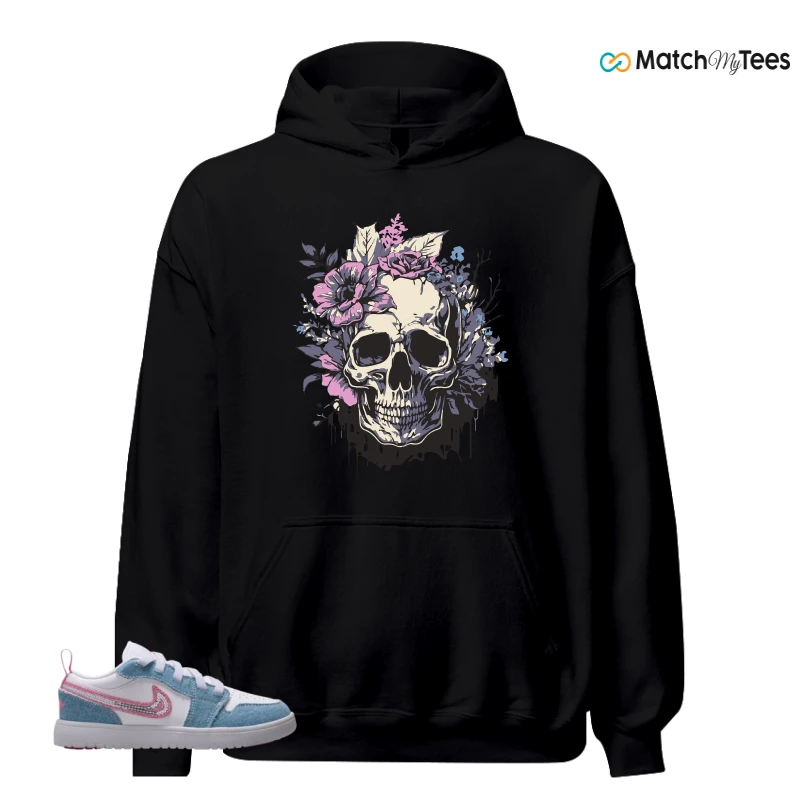 NIKE AIR JORDAN 1 LOW GS DENIM SEQUIN SNEAKER Matching Tees hoodie