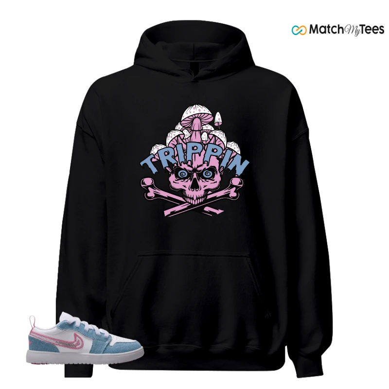 NIKE AIR JORDAN 1 LOW GS DENIM SEQUIN SNEAKER Matching Tees hoodie