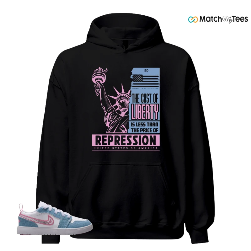 NIKE AIR JORDAN 1 LOW GS DENIM SEQUIN SNEAKER Matching Tees hoodie