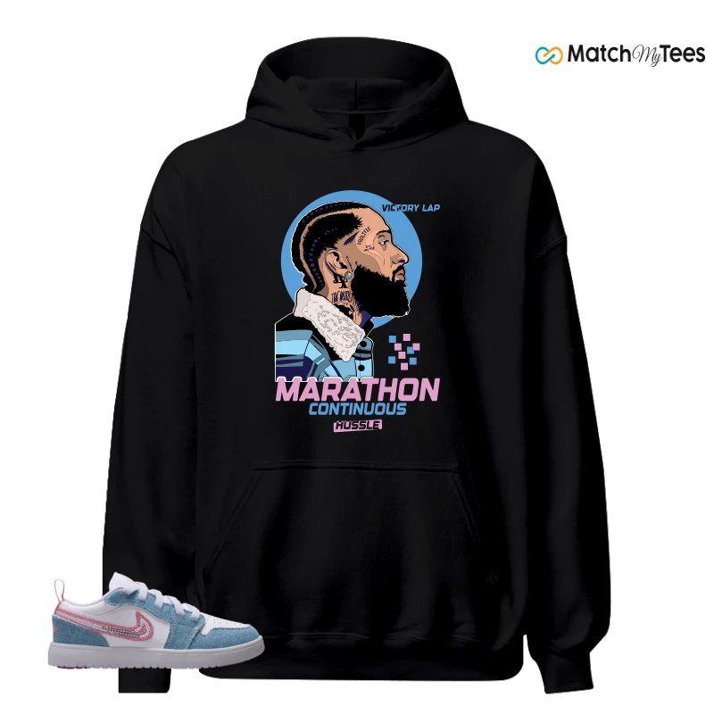 NIKE AIR JORDAN 1 LOW GS DENIM SEQUIN SNEAKER Matching Tees hoodie