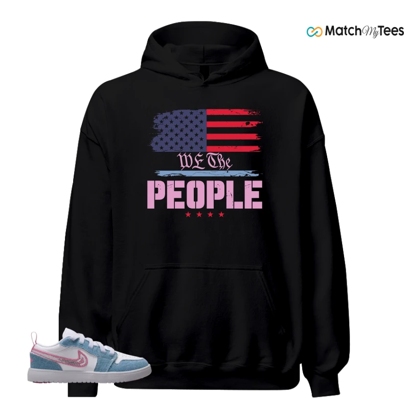 NIKE AIR JORDAN 1 LOW GS DENIM SEQUIN SNEAKER Matching Tees hoodie