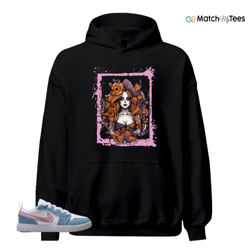 NIKE AIR JORDAN 1 LOW GS DENIM SEQUIN SNEAKER Matching Tees hoodie