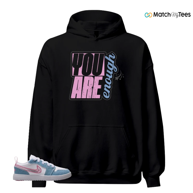 NIKE AIR JORDAN 1 LOW GS DENIM SEQUIN SNEAKER Matching Tees hoodie