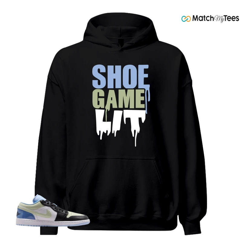 NIKE AIR JORDAN 1 LOW MISMATCHED PATENT SNEAKER Matching Tees hoodie