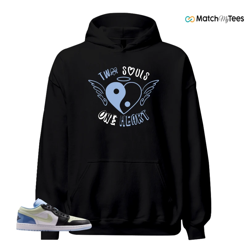 NIKE AIR JORDAN 1 LOW MISMATCHED PATENT SNEAKER Matching Tees hoodie