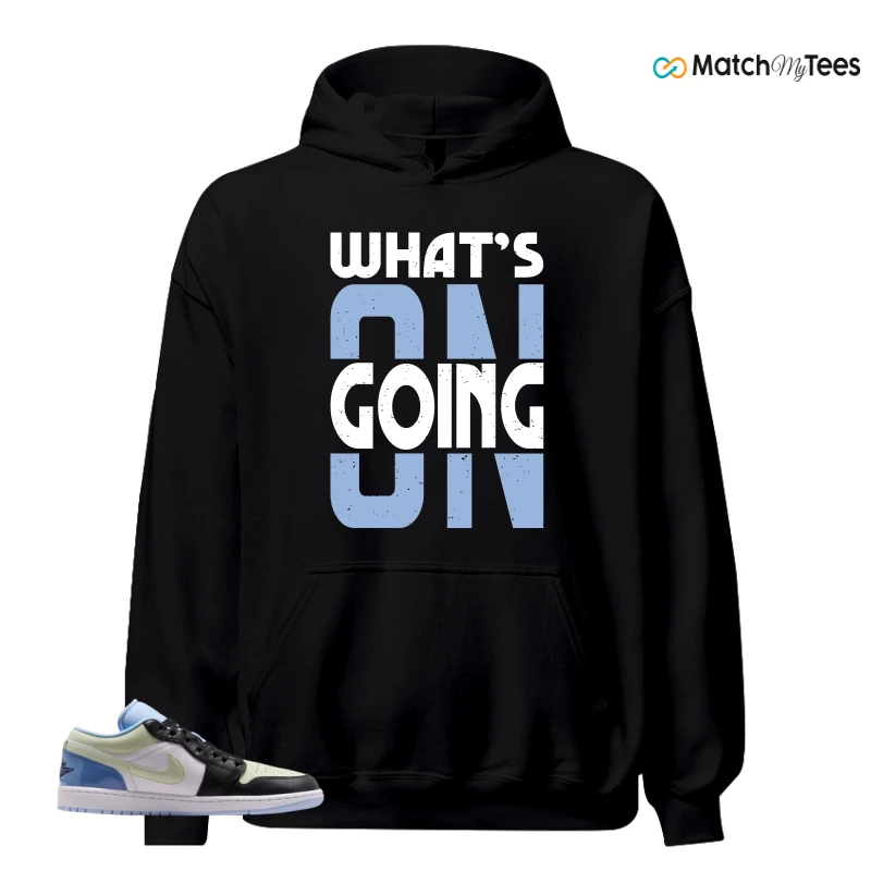 NIKE AIR JORDAN 1 LOW MISMATCHED PATENT SNEAKER/BLACK/WHITE-PINK SPELL matching Hoodie
