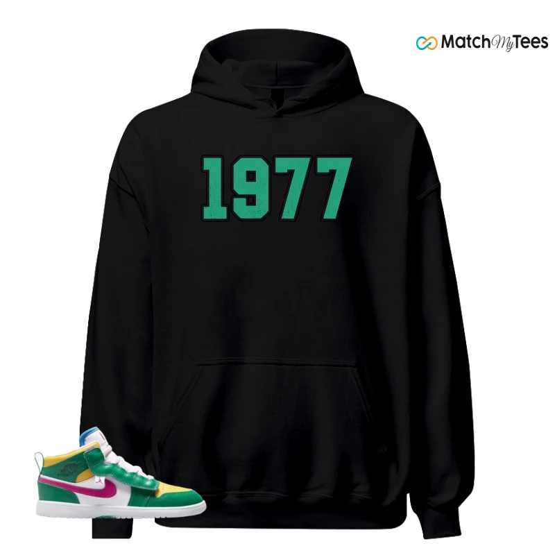 NIKE AIR JORDAN 1 MID ALT MALACHITE WHITE UNIVERSITY GOLD ACTIVE PINK (PS) SNEAKER Matching Tees hoodie