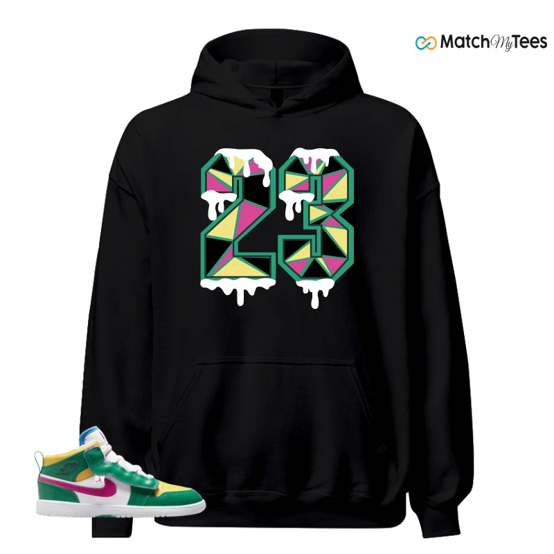 NIKE AIR JORDAN 1 MID ALT MALACHITE WHITE UNIVERSITY GOLD ACTIVE PINK (PS) SNEAKER Matching Tees hoodie