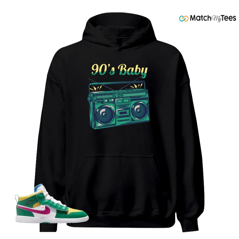 NIKE AIR JORDAN 1 MID ALT MALACHITE WHITE UNIVERSITY GOLD ACTIVE PINK (PS) SNEAKER Matching Tees hoodie