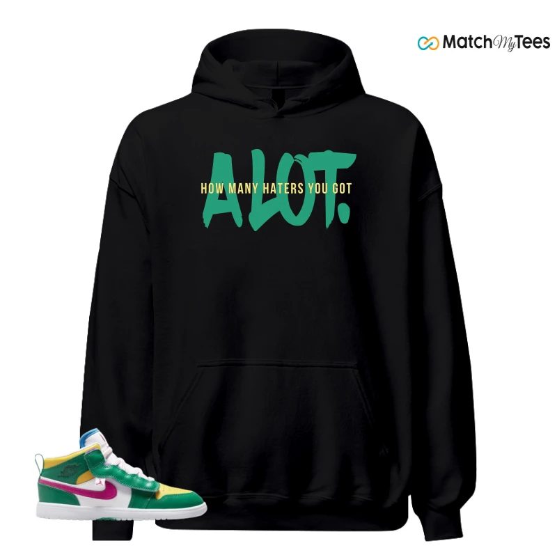 NIKE AIR JORDAN 1 MID ALT MALACHITE WHITE UNIVERSITY GOLD ACTIVE PINK (PS) SNEAKER Matching Tees hoodie