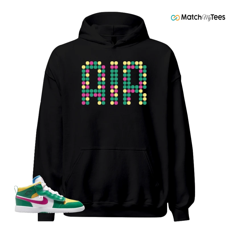 NIKE AIR JORDAN 1 MID ALT MALACHITE WHITE UNIVERSITY GOLD ACTIVE PINK (PS) SNEAKER Matching Tees hoodie