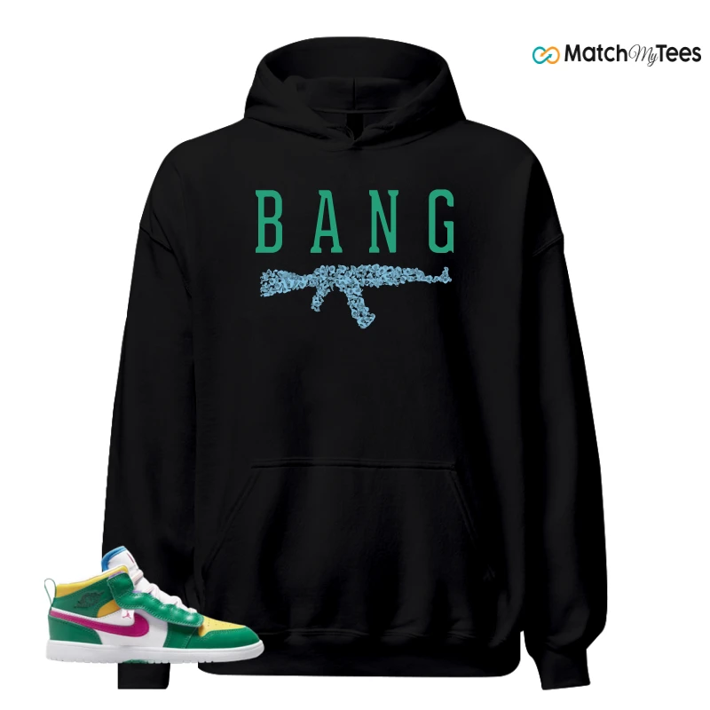 NIKE AIR JORDAN 1 MID ALT MALACHITE WHITE UNIVERSITY GOLD ACTIVE PINK (PS) SNEAKER Matching Tees hoodie