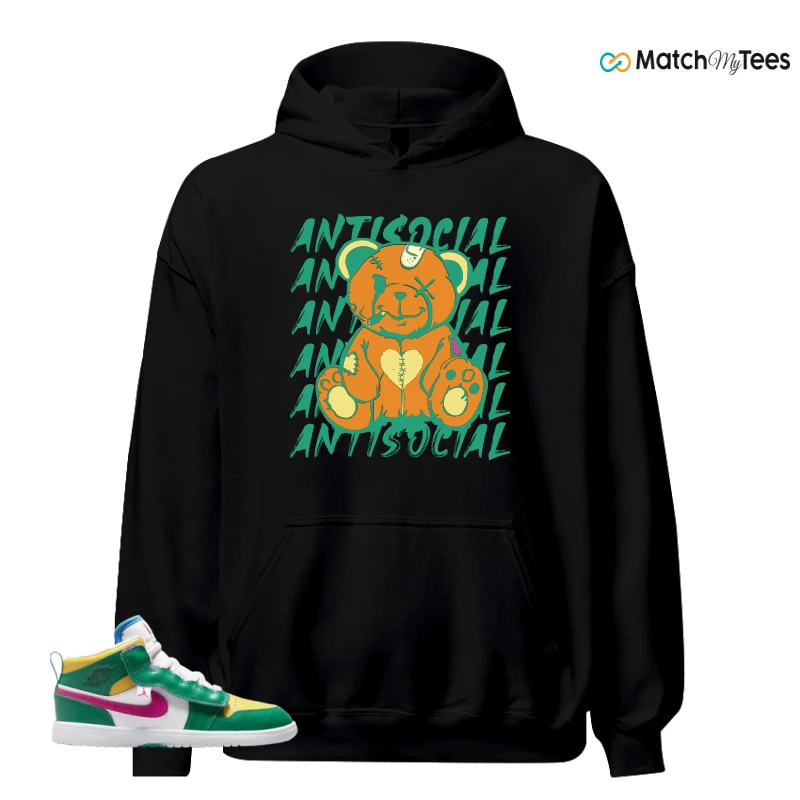 NIKE AIR JORDAN 1 MID ALT MALACHITE WHITE UNIVERSITY GOLD ACTIVE PINK (PS) SNEAKER Matching Tees hoodie