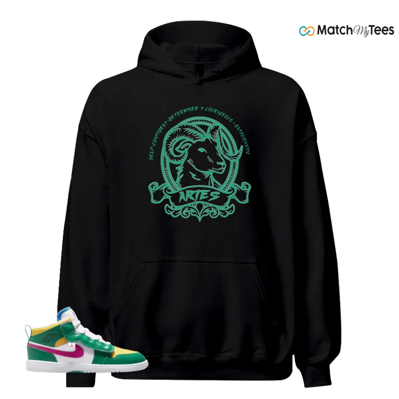 NIKE AIR JORDAN 1 MID ALT MALACHITE WHITE UNIVERSITY GOLD ACTIVE PINK (PS) SNEAKER Matching Tees hoodie