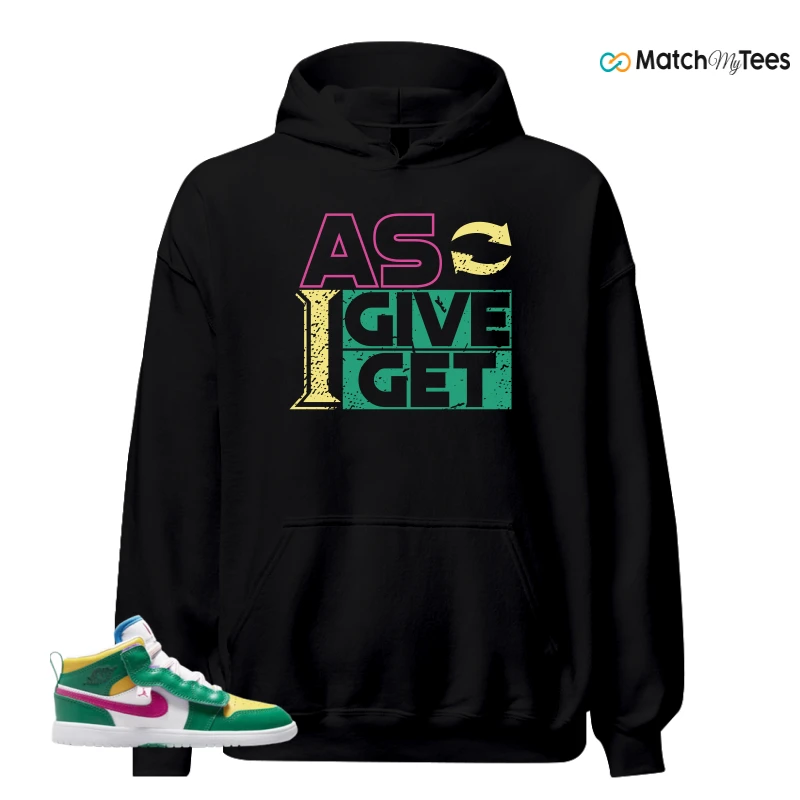 NIKE AIR JORDAN 1 MID ALT MALACHITE WHITE UNIVERSITY GOLD ACTIVE PINK (PS) SNEAKER Matching Tees hoodie