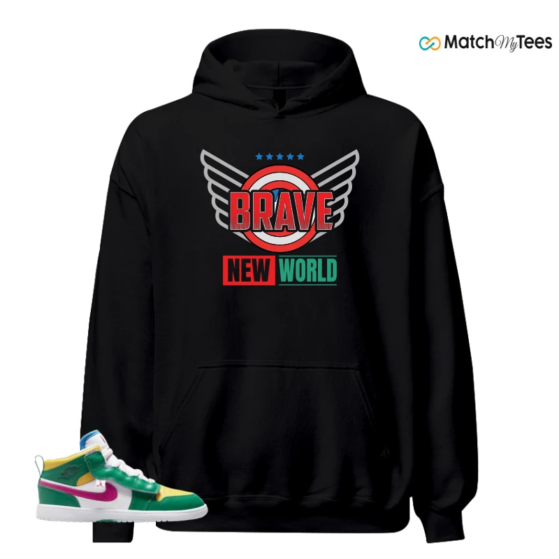 NIKE AIR JORDAN 1 MID ALT MALACHITE WHITE UNIVERSITY GOLD ACTIVE PINK (PS) SNEAKER Matching Tees hoodie