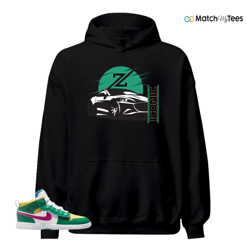 NIKE AIR JORDAN 1 MID ALT MALACHITE WHITE UNIVERSITY GOLD ACTIVE PINK (PS) SNEAKER Matching Tees hoodie