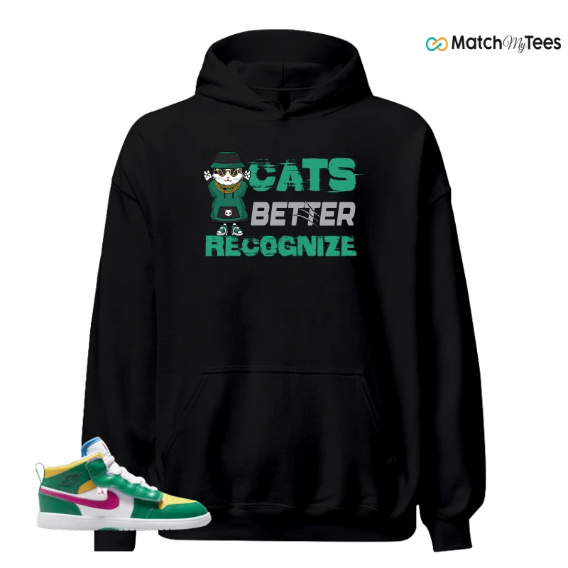 NIKE AIR JORDAN 1 MID ALT MALACHITE WHITE UNIVERSITY GOLD ACTIVE PINK (PS) SNEAKER Matching Tees hoodie