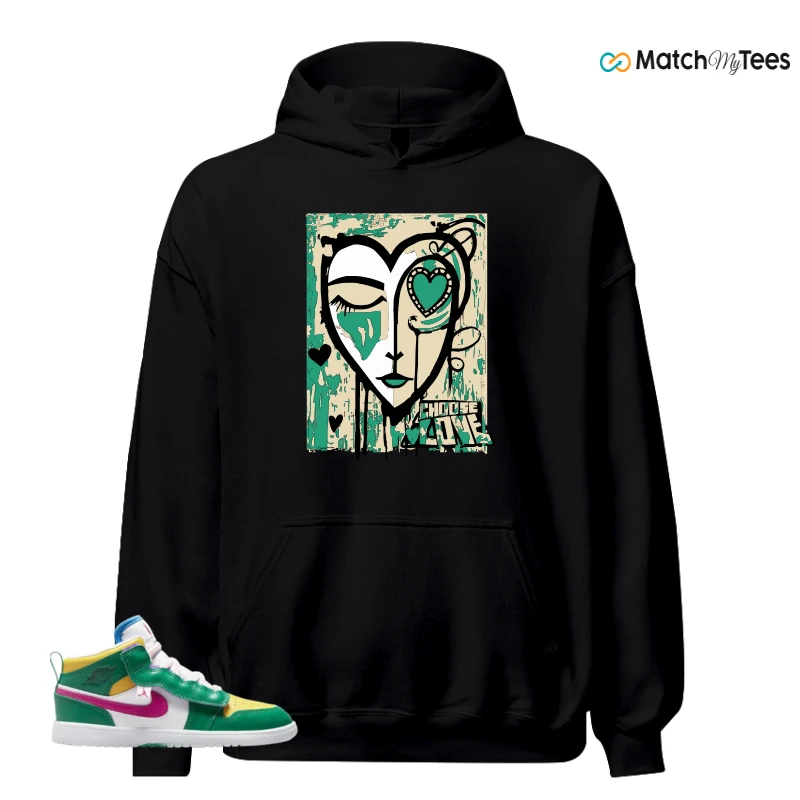 NIKE AIR JORDAN 1 MID ALT MALACHITE WHITE UNIVERSITY GOLD ACTIVE PINK (PS) SNEAKER Matching Tees hoodie
