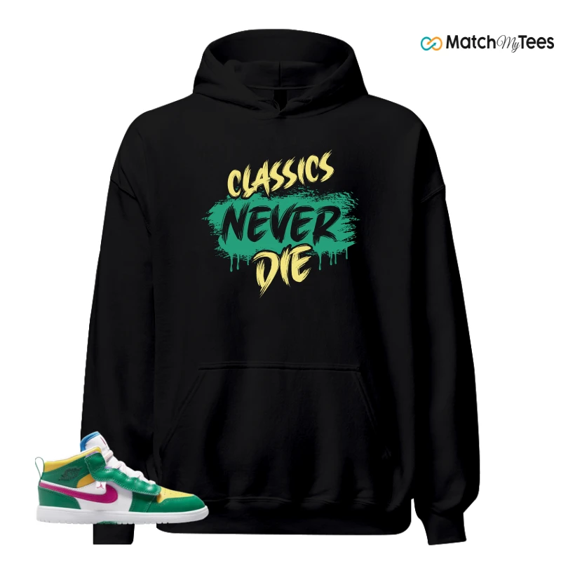 NIKE AIR JORDAN 1 MID ALT MALACHITE WHITE UNIVERSITY GOLD ACTIVE PINK (PS) SNEAKER Matching Tees hoodie