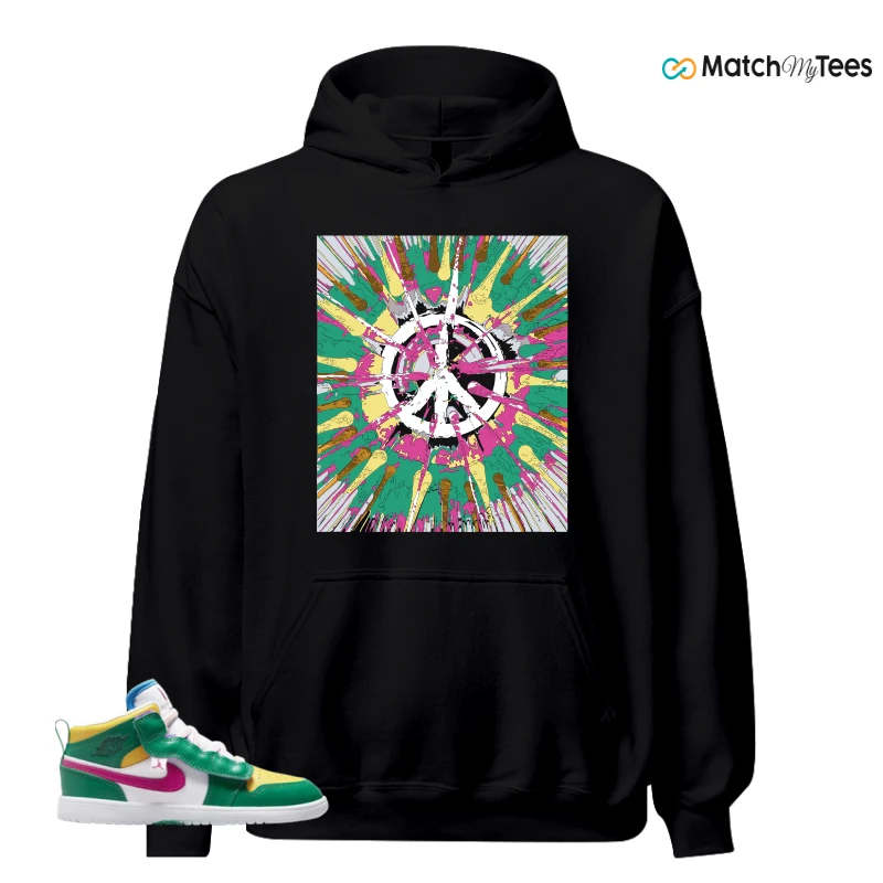 NIKE AIR JORDAN 1 MID ALT MALACHITE WHITE UNIVERSITY GOLD ACTIVE PINK (PS) SNEAKER Matching Tees hoodie