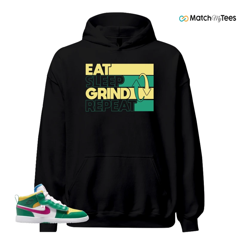 NIKE AIR JORDAN 1 MID ALT MALACHITE WHITE UNIVERSITY GOLD ACTIVE PINK (PS) SNEAKER Matching Tees hoodie