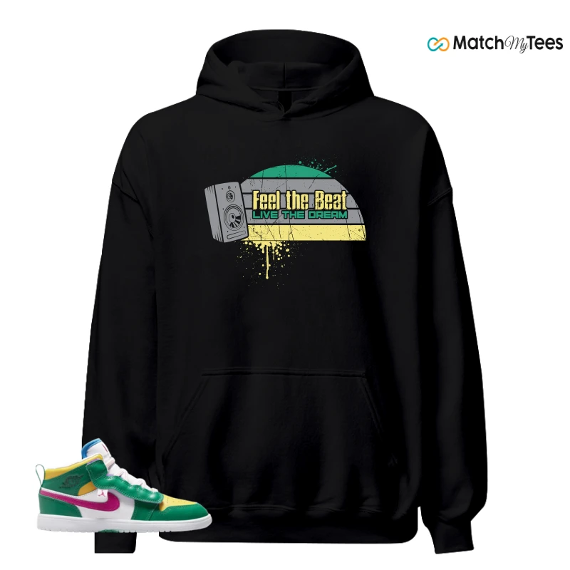NIKE AIR JORDAN 1 MID ALT MALACHITE WHITE UNIVERSITY GOLD ACTIVE PINK (PS) SNEAKER Matching Tees hoodie