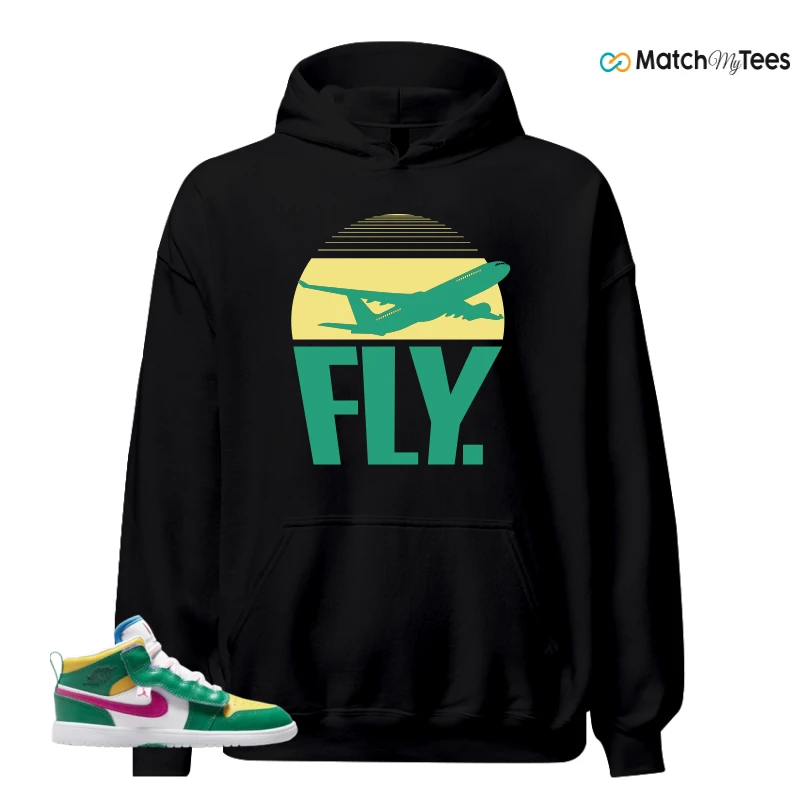 NIKE AIR JORDAN 1 MID ALT MALACHITE WHITE UNIVERSITY GOLD ACTIVE PINK (PS) SNEAKER Matching Tees hoodie