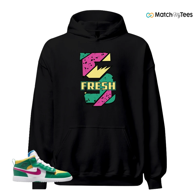 NIKE AIR JORDAN 1 MID ALT MALACHITE WHITE UNIVERSITY GOLD ACTIVE PINK (PS) SNEAKER Matching Tees hoodie