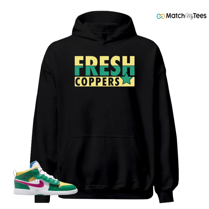 NIKE AIR JORDAN 1 MID ALT MALACHITE WHITE UNIVERSITY GOLD ACTIVE PINK (PS) SNEAKER Matching Tees hoodie