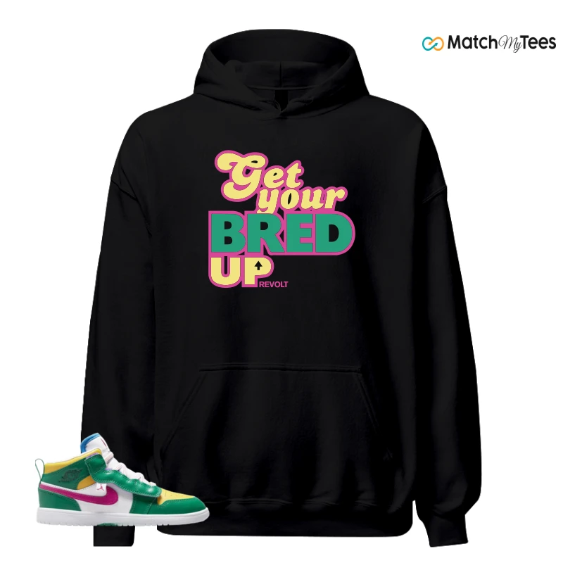 NIKE AIR JORDAN 1 MID ALT MALACHITE WHITE UNIVERSITY GOLD ACTIVE PINK (PS) SNEAKER Matching Tees hoodie