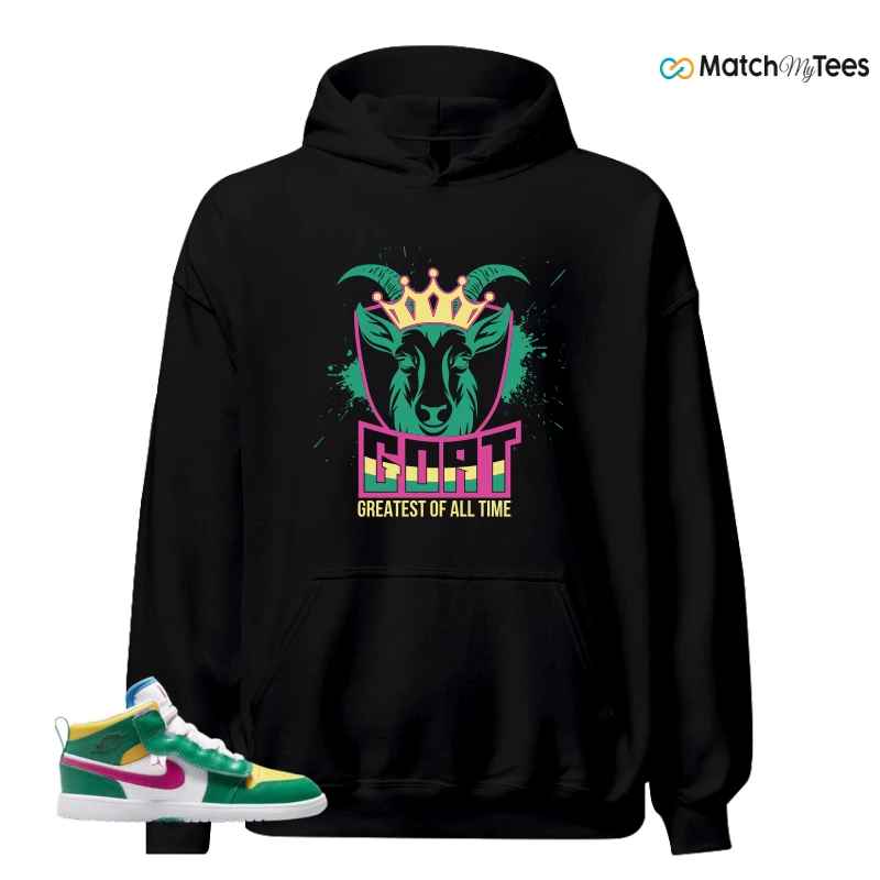 NIKE AIR JORDAN 1 MID ALT MALACHITE WHITE UNIVERSITY GOLD ACTIVE PINK (PS) SNEAKER Matching Tees hoodie