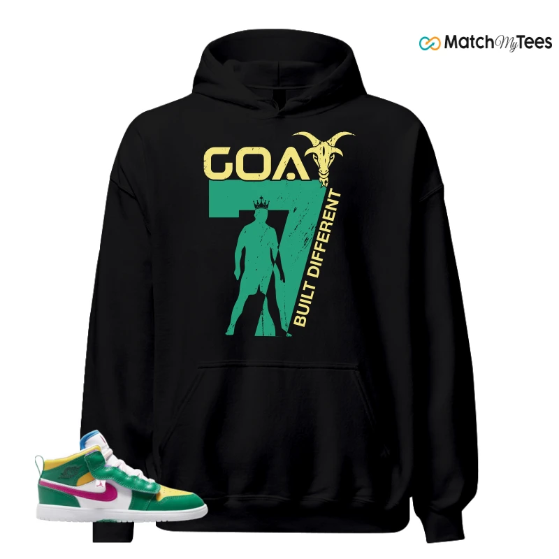NIKE AIR JORDAN 1 MID ALT MALACHITE WHITE UNIVERSITY GOLD ACTIVE PINK (PS) SNEAKER Matching Tees hoodie