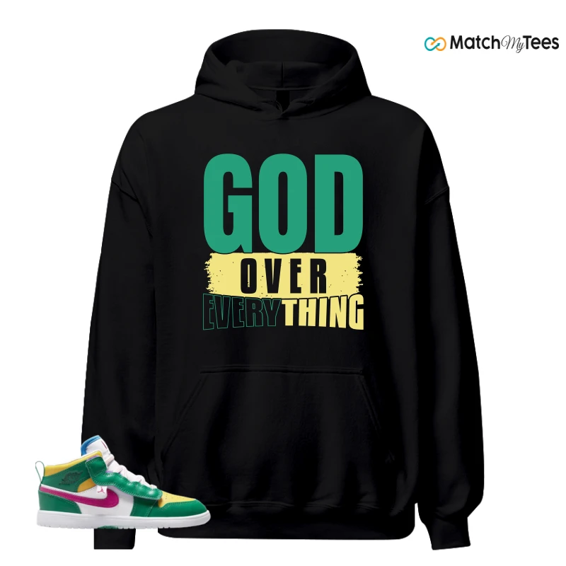 NIKE AIR JORDAN 1 MID ALT MALACHITE WHITE UNIVERSITY GOLD ACTIVE PINK (PS) SNEAKER Matching Tees hoodie