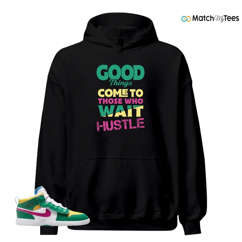 NIKE AIR JORDAN 1 MID ALT MALACHITE WHITE UNIVERSITY GOLD ACTIVE PINK (PS) SNEAKER Matching Tees hoodie